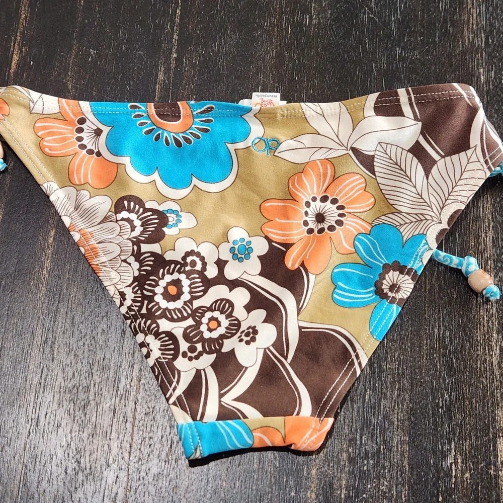 Vtg Y2K Ocean Pacific OP Swim Mini Dress Floral 60s GoGo Beach Cover Up Small